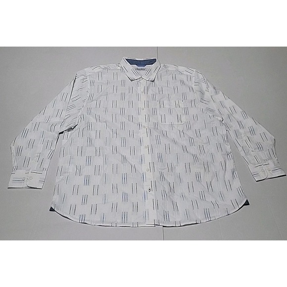 Tommy Bahama Other - Tommy Bahama Men's Long Sleeve Button-Up Shirt White w/ Blue Blk Pinstripes XXL